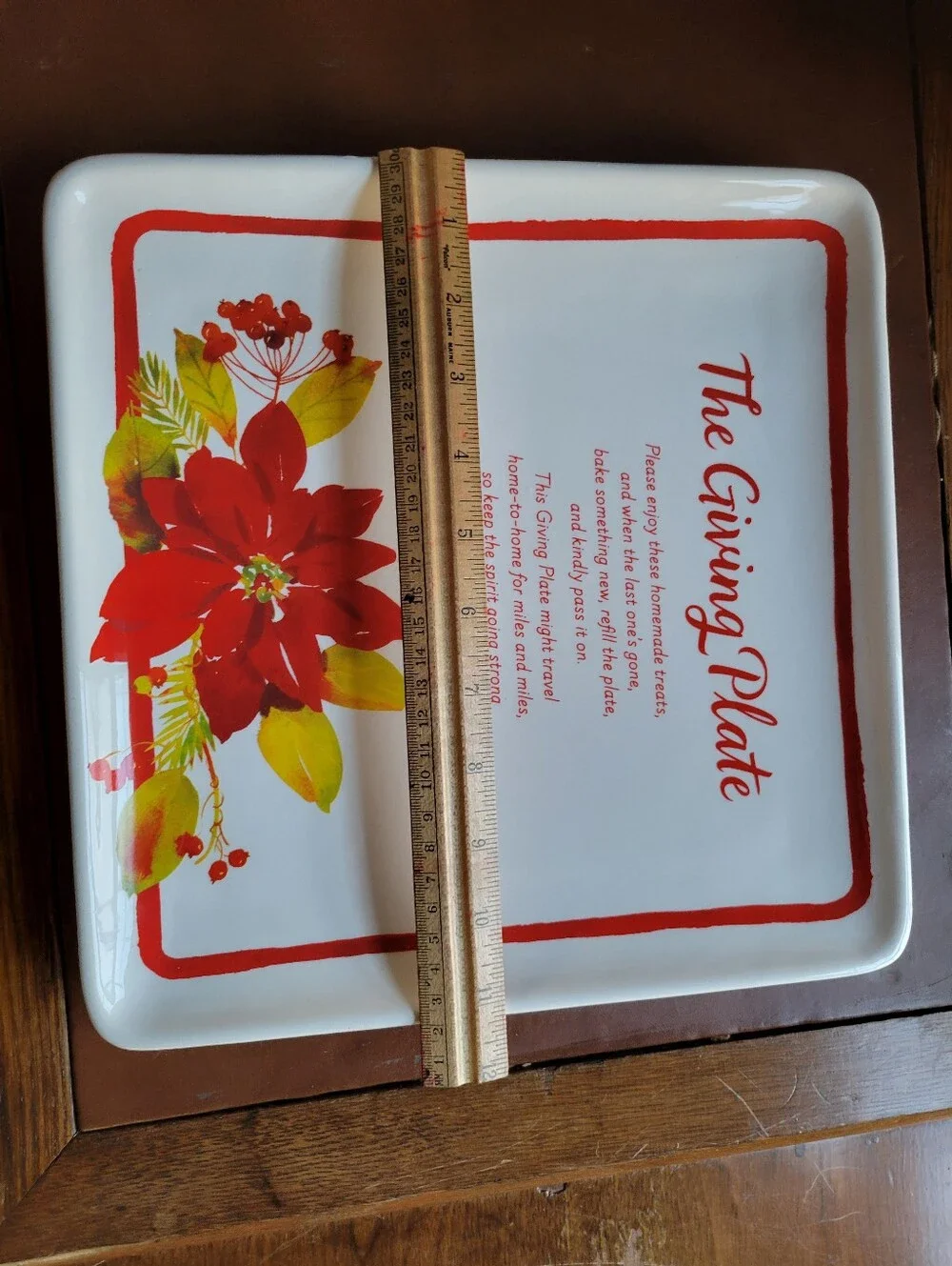 Hallmark: The Giving Plate - Square Poinsettia Design